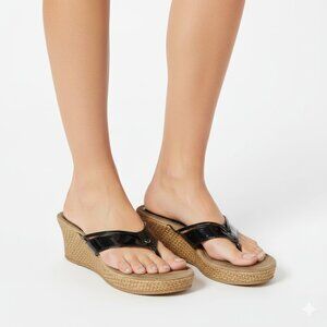 Mudd Womens‎ Black Patent Juicy Wedge Heels Size 10M Platform Chunky Y2K 2000s